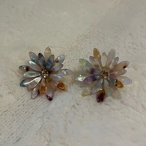 Multi-colored flower earrings with middle gem! Great condition!